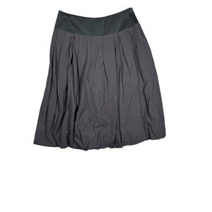 Max Mara Pleated Skirt Sz 10 Wool Blend Black Academia Librarian Bubble Lined